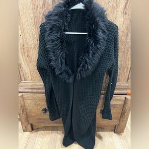 Black fur cardigan